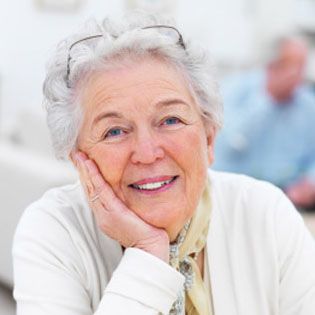 Closeup portrait of a smiling elderly woman